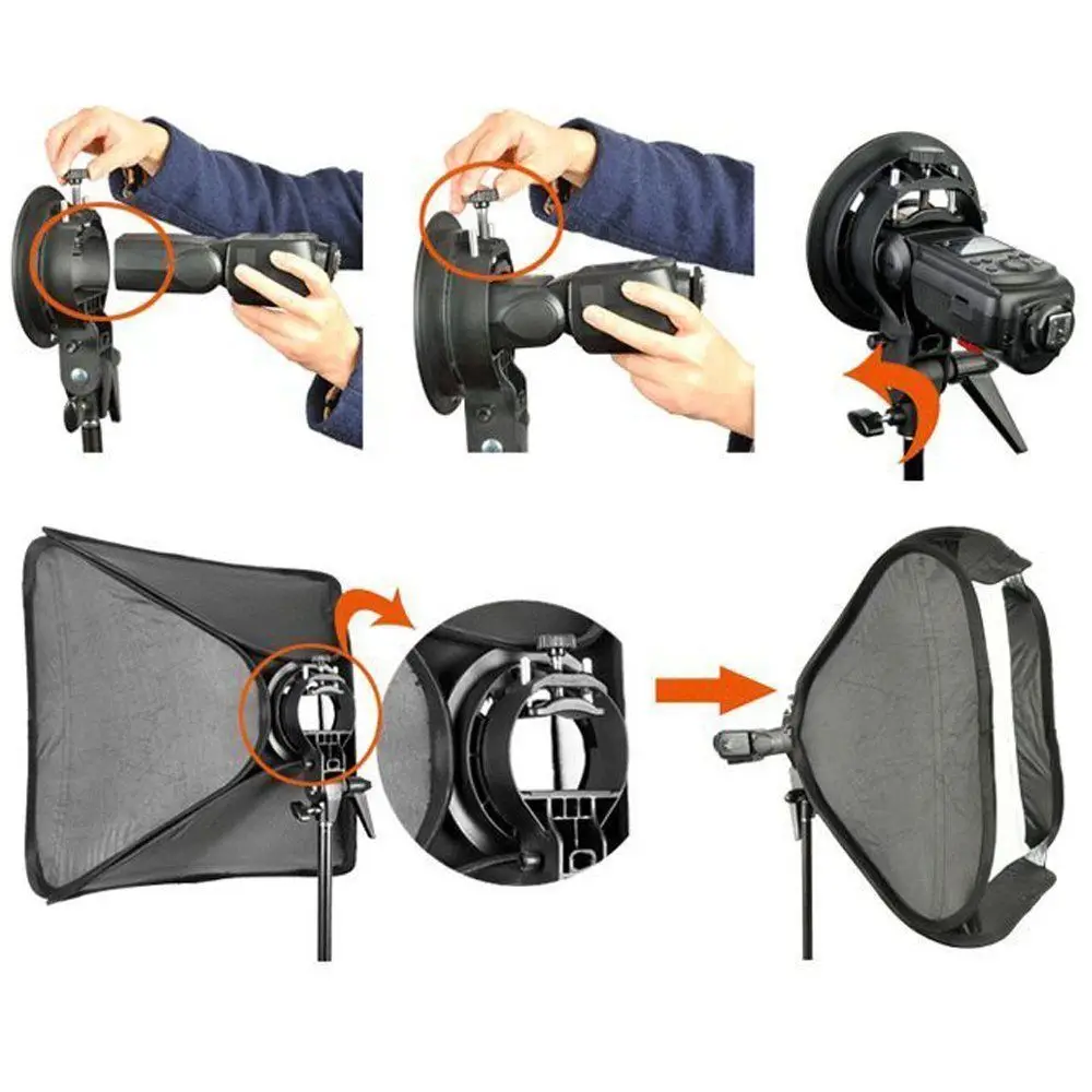 

Godox Adjustable Studio Photo Light Flash Softbox 40x40 cm / 15" * 15" + S type Bracket Mount Lighting Kit Photography Soft Box