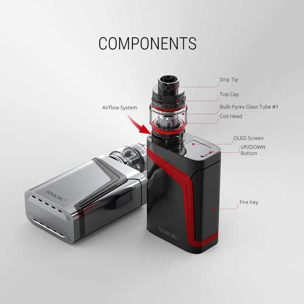 Аутентичный SMOK V FIN 160 Вт Vape комплект с 6 мл TFV12 большой ребенок принц Танк TC