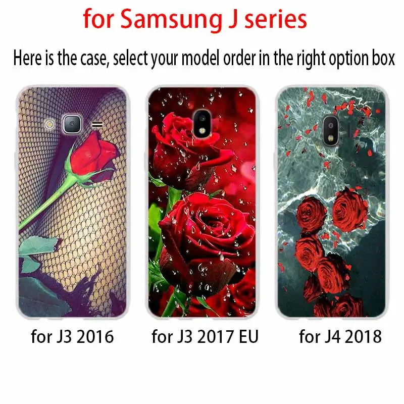 Чехол для телефона Samsung Galaxy J6 J4 Plus J8 J3 J7 2018 J5 j7 2017 2016 j6 Prime Цветные Красные розы цветы