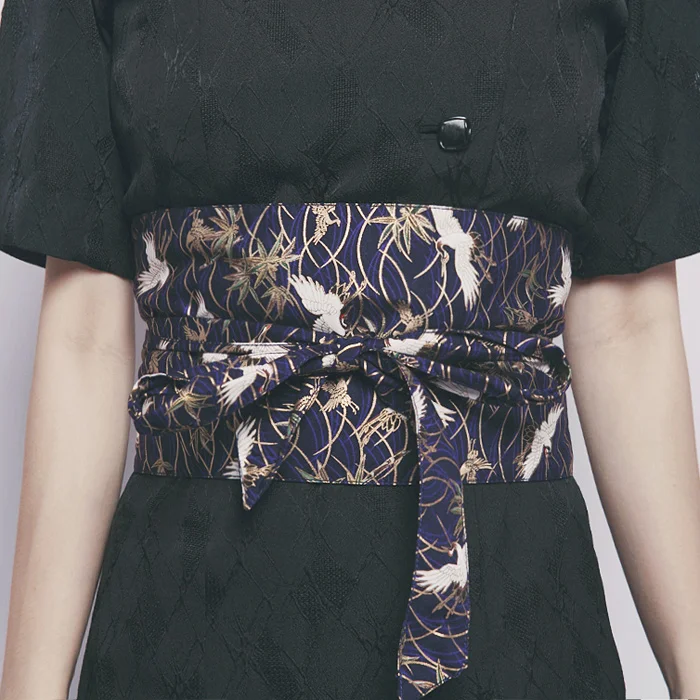 

Japanese style and wind wild waistband gorgeous belt empty mountain bird flying blue