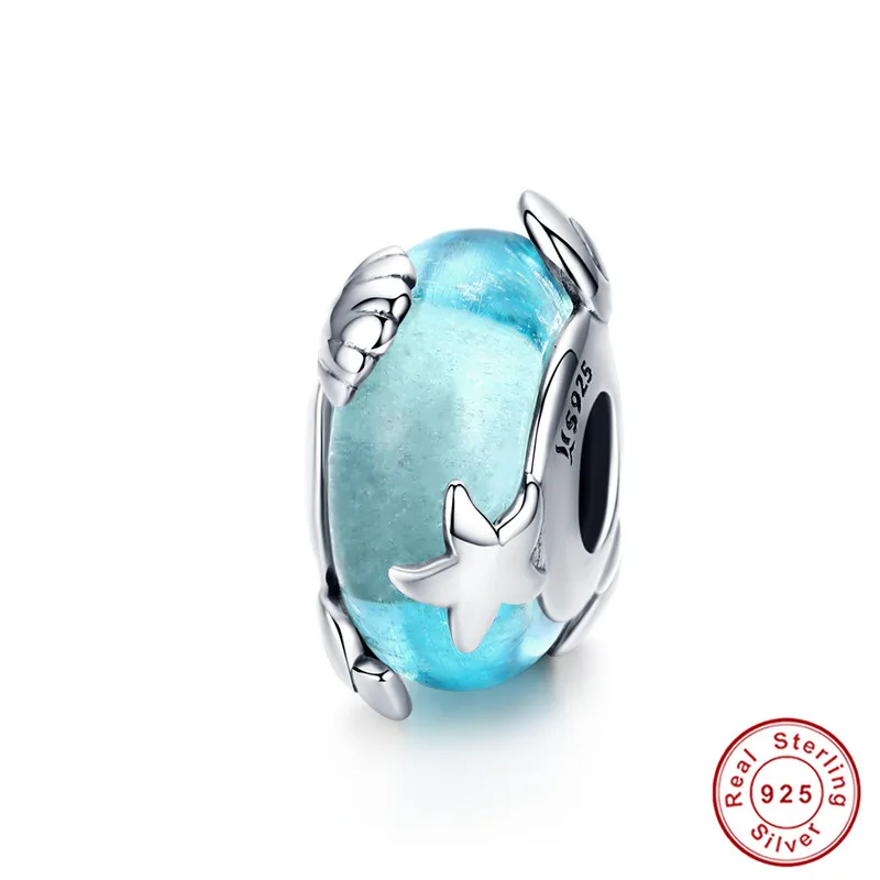 Браслет Pandora,, 925 пробы, серебро, морская Русалка, звезда, бабочка, стеклянные бусины, S925, сделай сам, циркон, Маргаритка, пчела, подвески - Цвет: asd1257