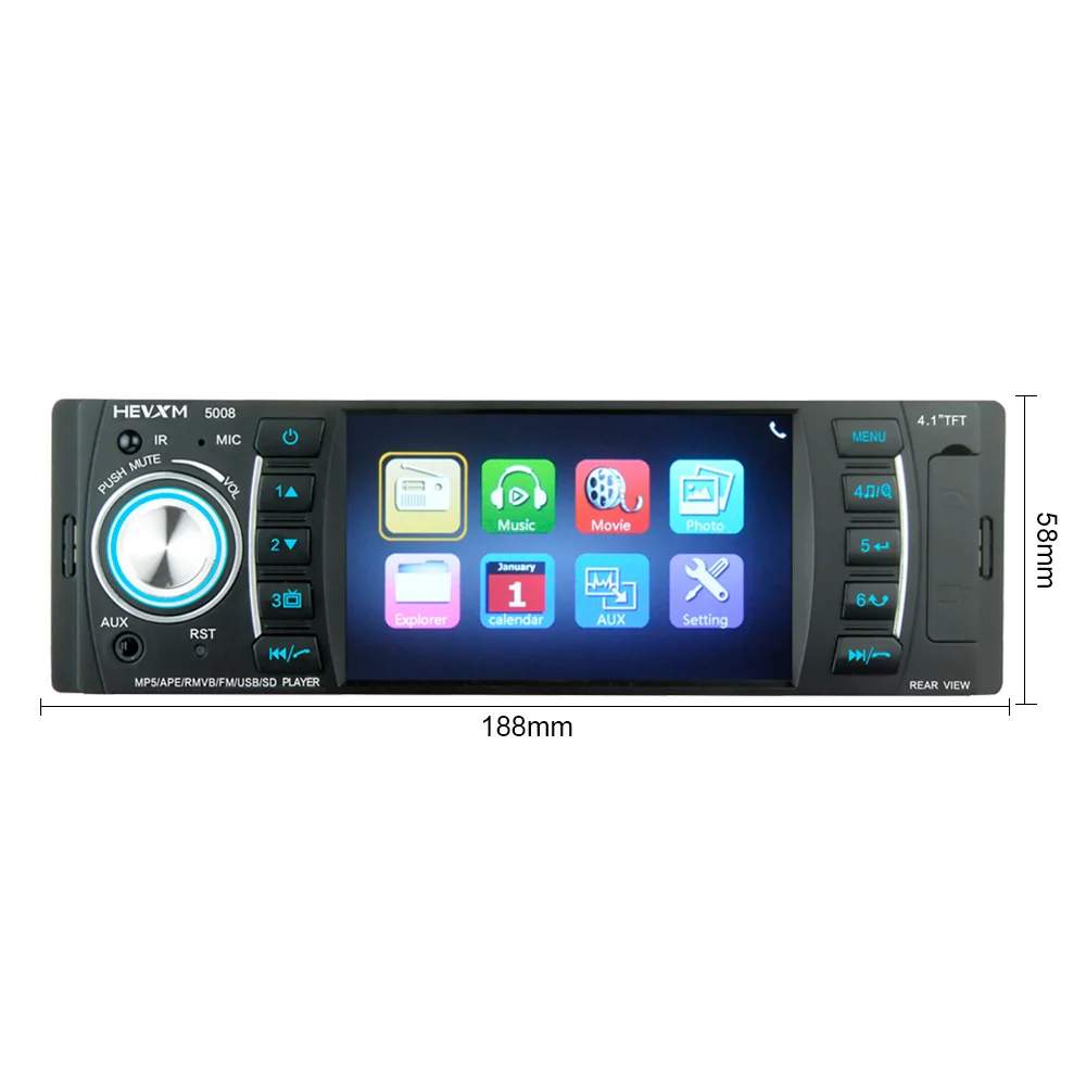 AIYIMA 4 1 &quot1 Din цифровой Дисплей Bluetooth универсальный MP5 проигрыватель USB SD AUX FM радио