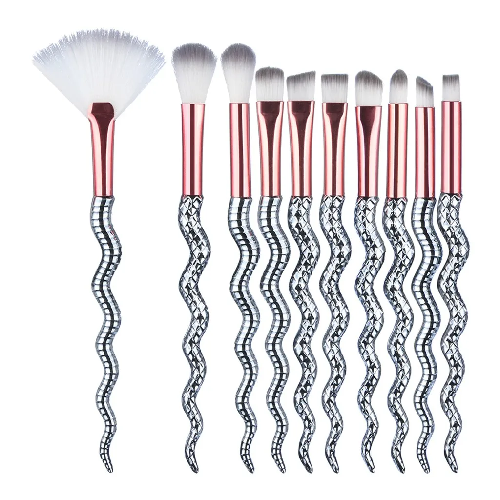 2019 New 10Pcs Make Up Brush Set Foundation Eyebrow Eyeliner Blush Cosmetic Concealer Facial Professional Blending Brushes | Красота и