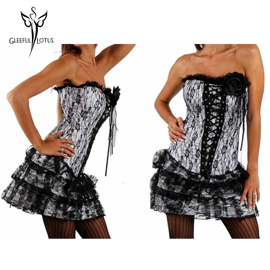 Белый сексуальный Готический стимпанк Корсеты Платье Талии Тренажер
