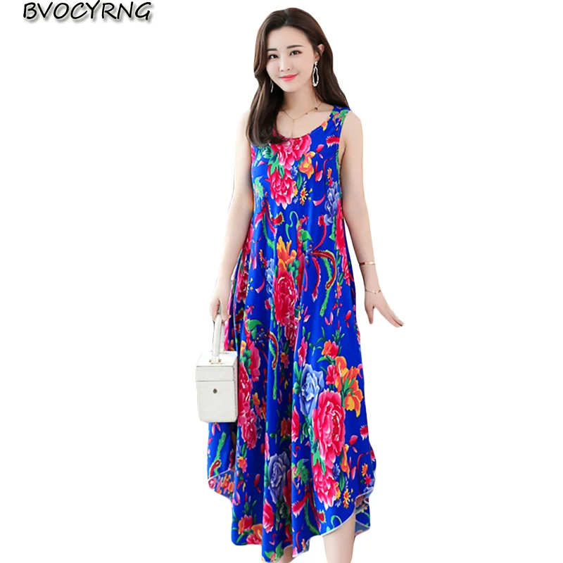 Новинка платье жилет без рукавов женское свободное большого размера летнее