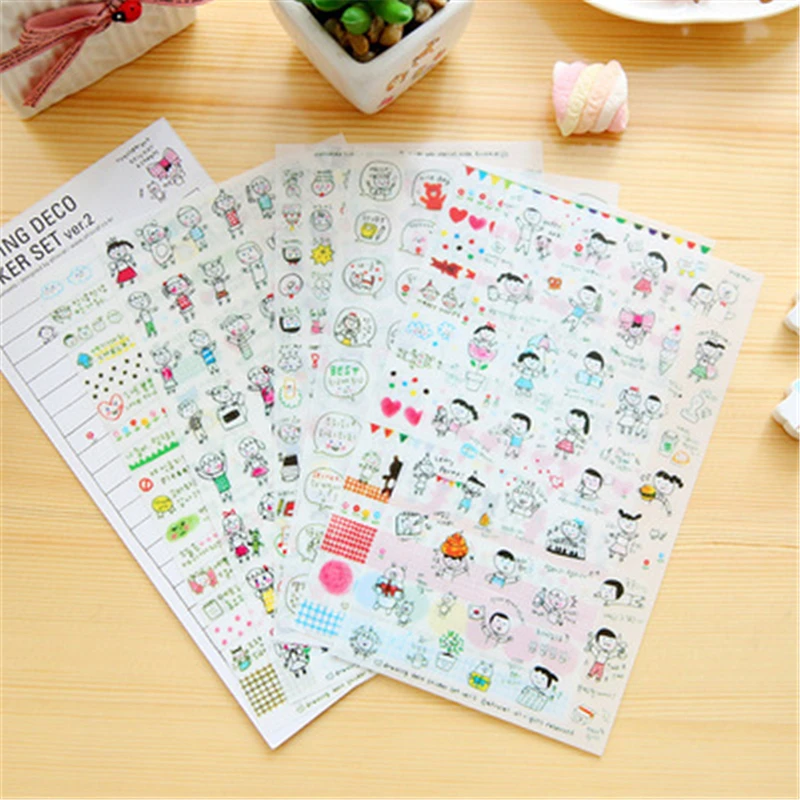 DL Mobile sticker Korean transparent diary album hand account small DIY graffiti world second cute funny gift | Канцтовары для