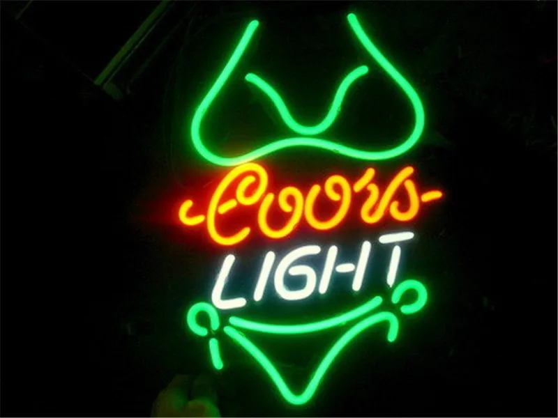 

Неоновая вывеска для COORS, светильник, зеленая вывеска бикини, Настоящая стеклянная вывеска для пивного бара, пивного бара, ресторана, магази...