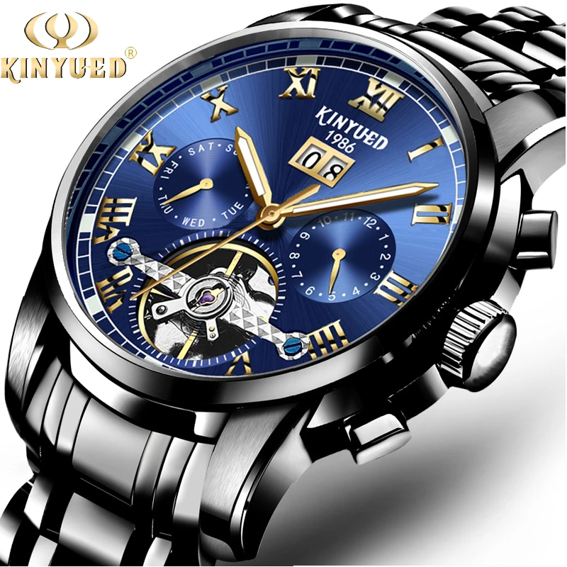 Мужские часы Топ бренд класса люкс KINYUED с автоматической обмоткой Tourbillon