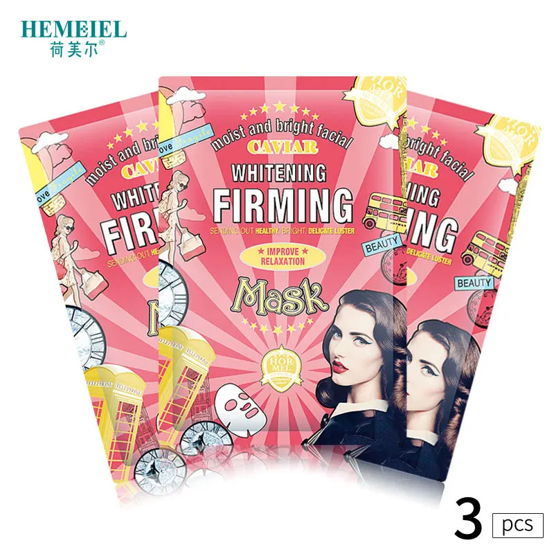 3 pcs HEMEIEL, Экстракт икры, укрепляющая маска для лица, против старения, против морщин, маска для лица, Отбеливающая увлажняющая маска, Корейская - Цвет: 3 pcs