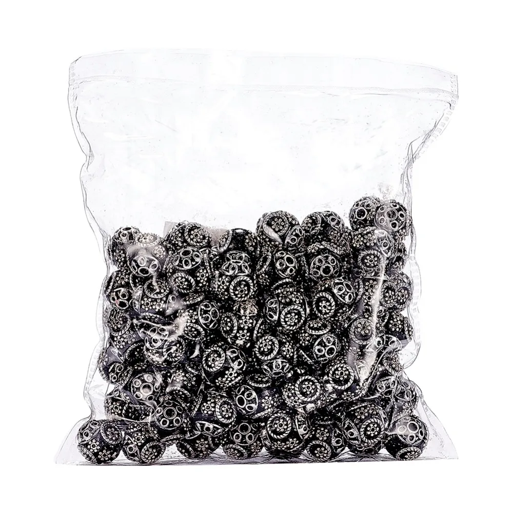

PandaHall Handmade Retro Indonesia Beads Round Black beads for jewelry DIY making ,with Brass Core,15mm in diameter hole:2mm F80