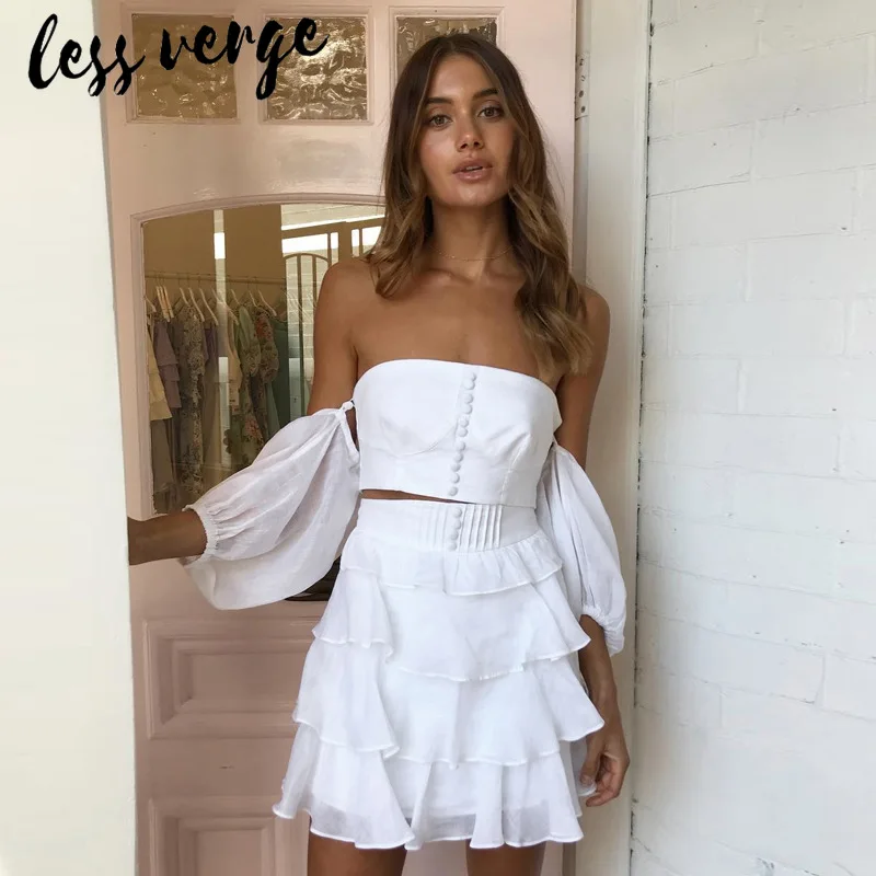 Lessverge белые хлопковые женские блузки топы с короткими пышными рукавами на