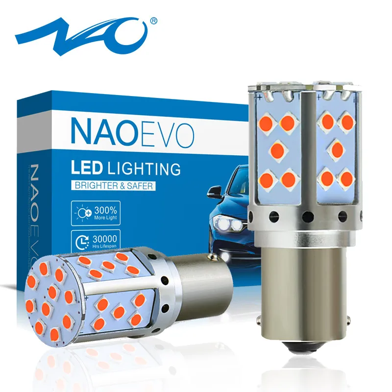 NAO P21W PY21W светодиодный Canbus no hyper flash 19 Вт BA15S BAU15S 1156 7440 Автомобильный светодиодный светильник 3030 SMD Янтарный Белый DRL Авто Поворотная сигнальная лампа