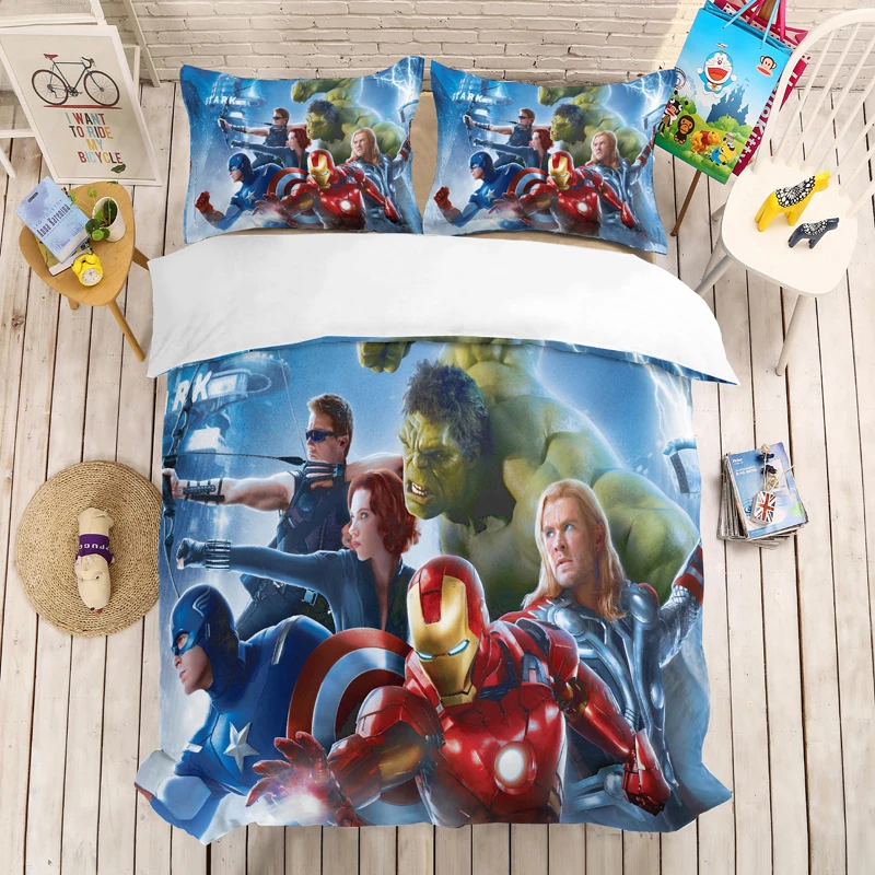 Комплект постельного белья Marvel Мститель, Лига справедливости, Супермен, пододеяльник, постельный комплект, одеяло, Комплект постельного белья, постельное белье(без простыни