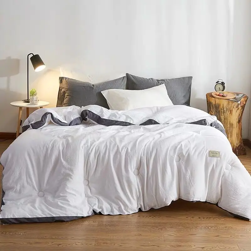 Новое однотонное зимнее стеганое одеяло розового и белого цвета для спальни на