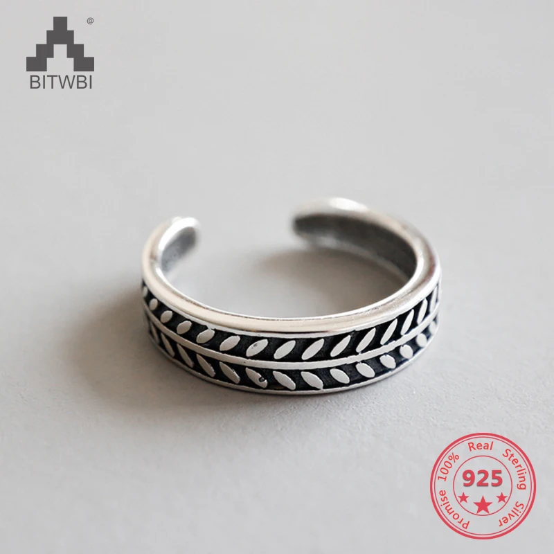 Original 925 Sterling Silver Vintage Carved Olive Leaves Toe Knuckle Tail Open Rings for Party Birthday Christmas | Украшения и