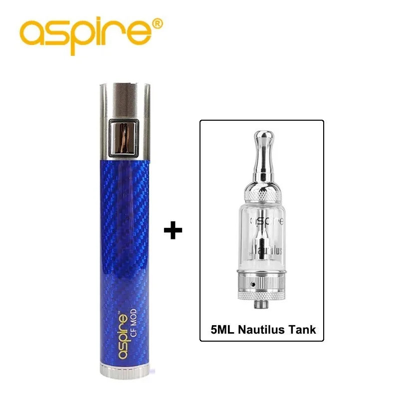 Электронная сигарета мод Специальное предложение Vape устройство aspire CF батарея пружинный разъем 510 углеродное волокно трубка подходит Nautilus танк - Цвет: blue with Nautilus