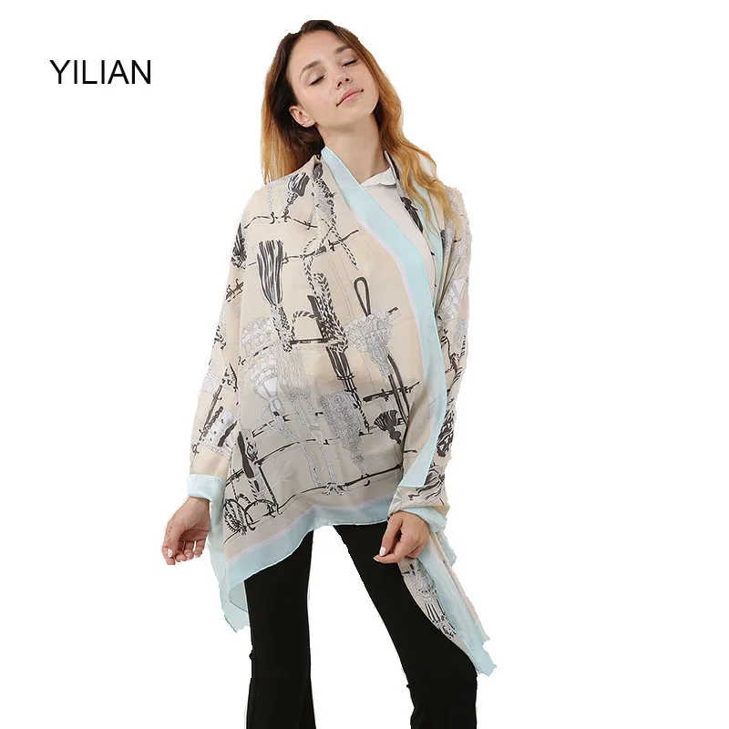YILIAN Brand Print Classic Traditional Hang Pattern Silk Women Head Scarf New Wild Basic Fashion Section SF1119 | Аксессуары для