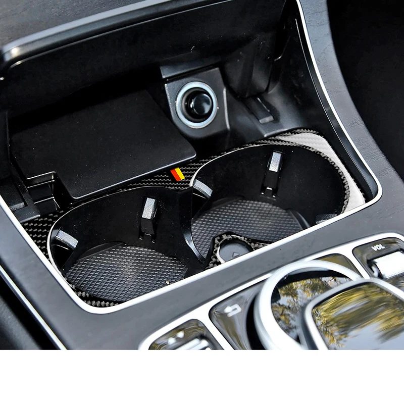 Black Water Cup Stand Holder Sticker For Mercedes Benz New C/E Class W205 C180 C200 Decorative Sticker