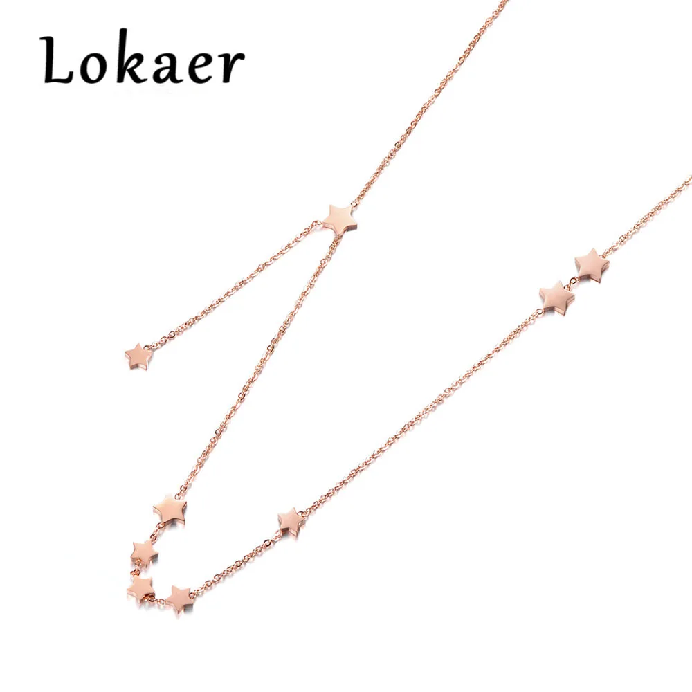 Lokaer креативные простые Gypsophila цепи и Соединенные ожерелья ювелирные изделия титана стали Чокеры ожерелье для женщин колье N180170466R - Окраска металла: Покрытие из розового золота