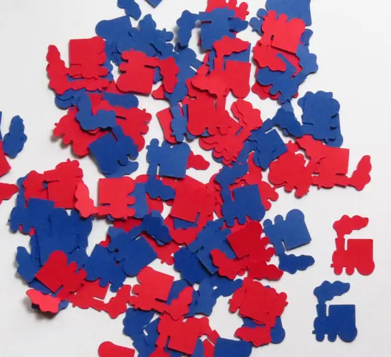 

Bright Red & Royal Blue Train Diecut Railroad Children Nursery Toys Gift Wrapping Party Card Table decor scrapbook Confettis
