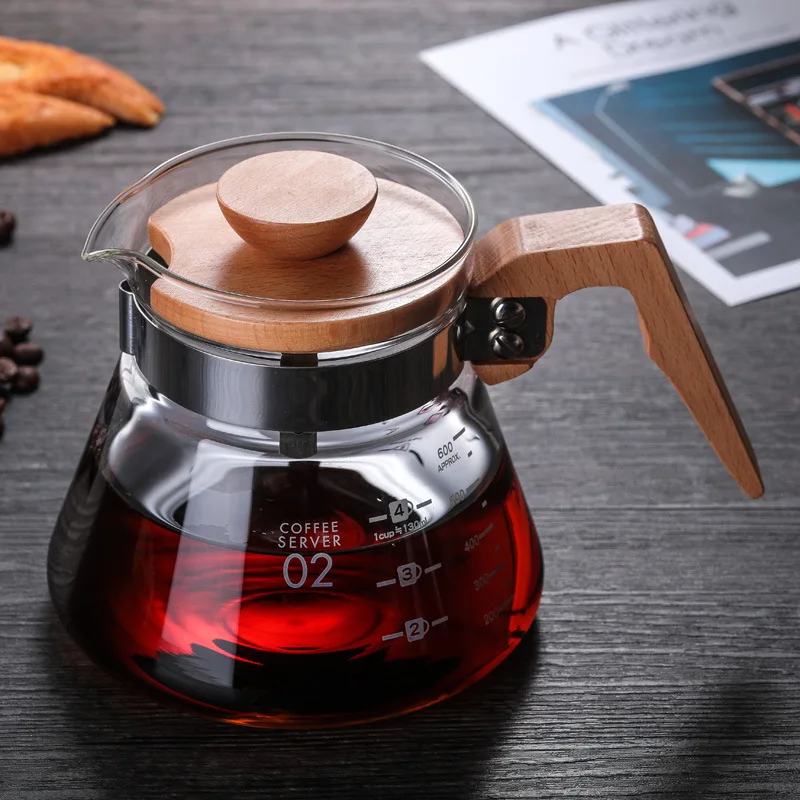 

400ml/600ml Glass Coffee Pot V60 Tea pots Coffee Server Tools Tea Pot Heat-resistant Glass Can Be Directly Open Flame Heating