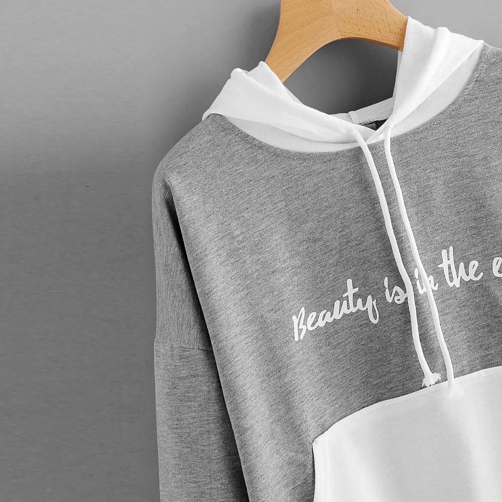 

New Fashion Womne Tarcksuit Ladies Girls Printed Letters Long Sleeve Hoodie Sweatshirt Casual Hooded Pullover Tops Blouse Coats