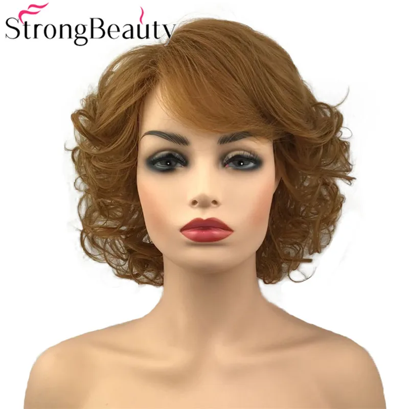 StrongBeauty Короткие вьющиеся синтетические парики термостойкие волосы для женщин парик