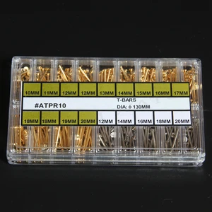 Наконечники Т-образные с круглой головкой, серебристые и золотистые, диаметр 1,3 мм, 180 шт.