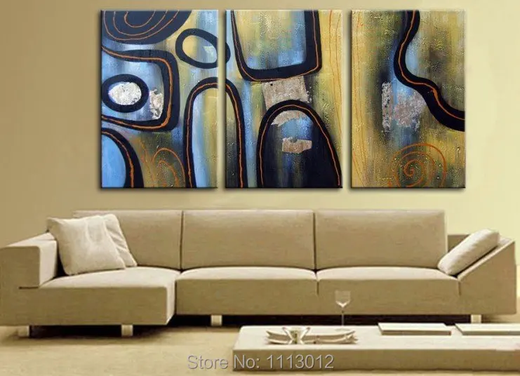 

Hand Painted Modern Abstract Oil Painting Letter Wall Art Canvas Set 3 Panel Home Decoration Art Picture For Kitchen Living Room