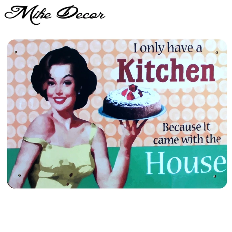 [ Mike86 ] I only have a Kitchen Cake lady Painting Bar Decor Vintage Metal Sign Art Gift 20*30 CM Mix Items A-1132 | Дом и сад