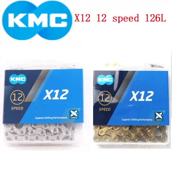 KMC X12 12 Скоростей 126L MTB горный велосипед велосипедная цепь s Золотая Серебряная с