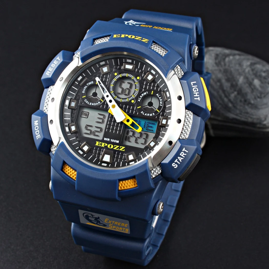 Chigu Quartz Smart Watch100m Men 3 Colors Dual Display Waterproof Watch Alarm Clock Outdoor Sport Modern | Электроника
