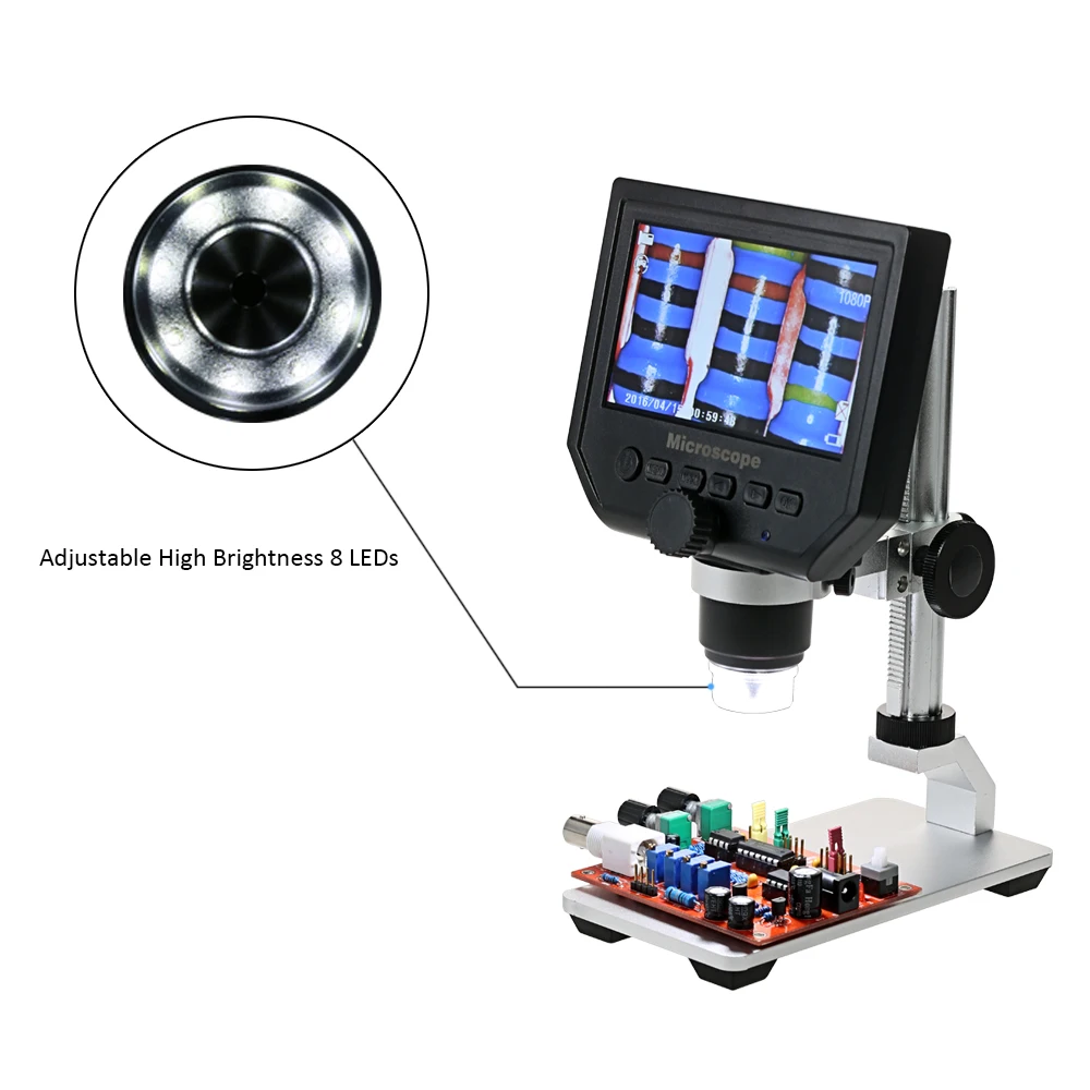 

600X Digital Video Microscope 4.3 inch LCD Magnifier microscopio for Mobile Phone Maintenance QC/Industrial Inspection +Stand