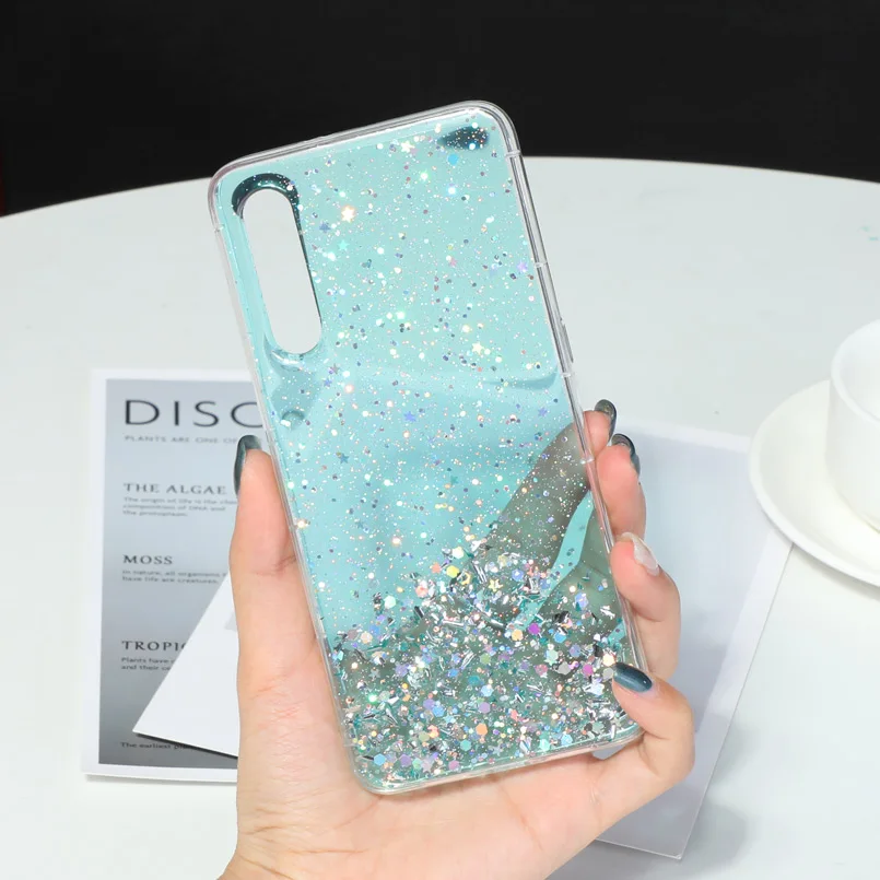 Роскошные Стразы с блестками чехол для Huawei P10 P20 P30 Lite Звезда прозрачная задняя Honor