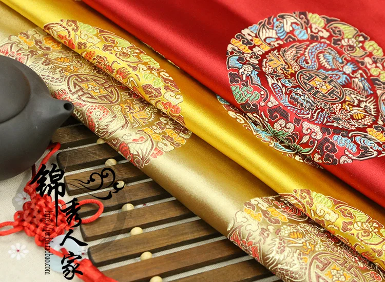 Brocade cloth costume festive packaging decoration mahogany sofa cushion pillow fabric dragon group/100cm*75cm | Дом и сад