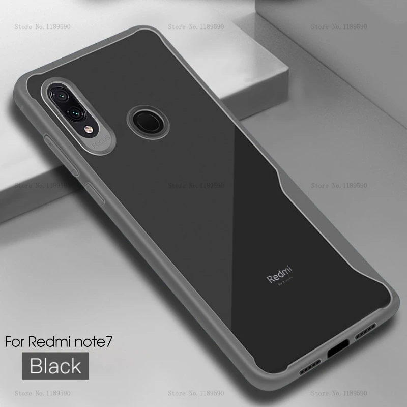 Black Чехол для Xiaomi Redmi Note 7, Силиконовый противоударный чехол для Xiaomi Mi 9 Redmi 7 6 Pro Note 7 6 5 Pro, защитный чехол на заднюю панель, чехлы - Цвет: Black