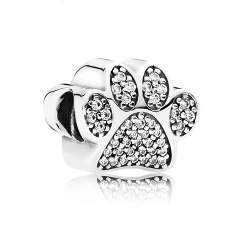 Silver Paw Новинка, оригинальные посеребренные очаровательные браслеты Pandora, сделай сам, ключи любви, чайный горшок, Висячие Подвески, бусины для женщин, сделай сам, ювелирное изделие - Цвет: Silver Paw