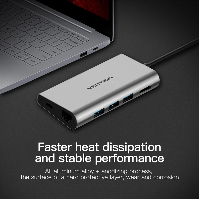 Vention USB C адаптер Тип до HDMI SD карты памяти RJ45 с Мощность PD для Macbook samsung S8/S8 +