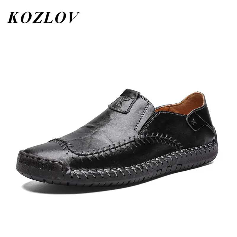 KOZLOV/Мужская обувь; повседневные Роскошные Брендовые мужские лоферы ручной работы из натуральной кожи; дышащая обувь для вождения; мужские слипоны; мокасины; Zapatos