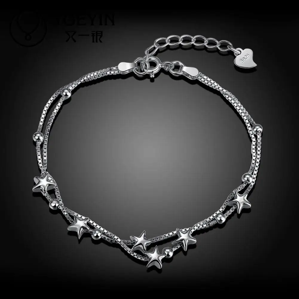 H057 silver fashion bracelets plated jewelry wedding for women charm chain | Украшения и аксессуары