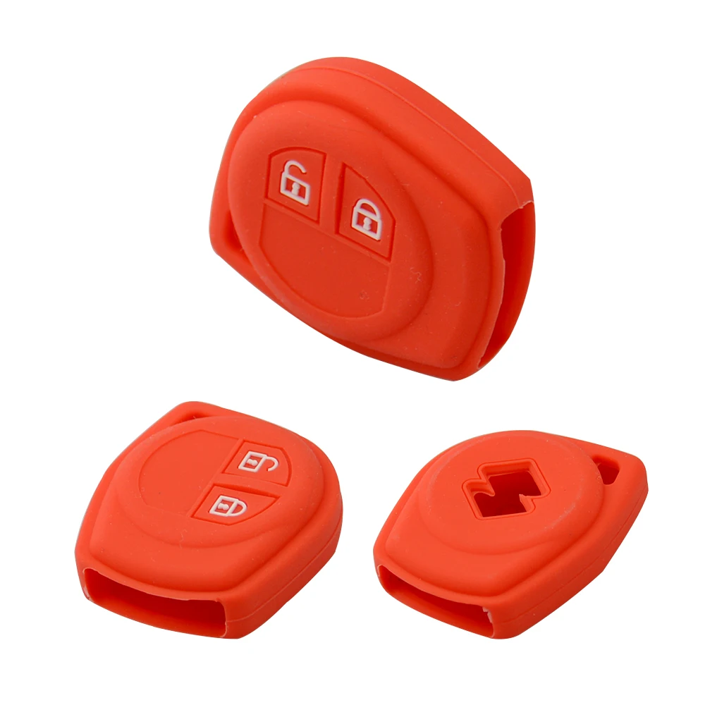 Цветной чехол для ключа из мягкого силикона и резины с 2 кнопками Suzuki Sx4 Swift Liana Vitara