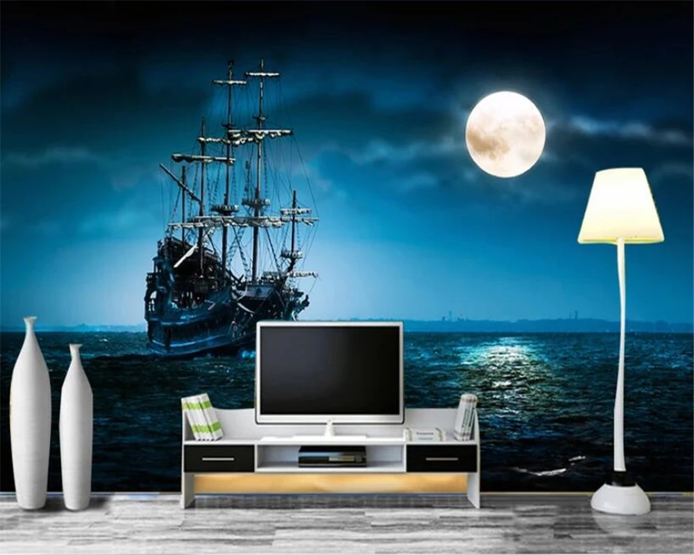 3d обои для гостиной спальни голубое небо море ТВ диван украшение дома |