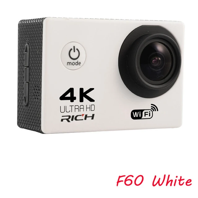 Богатая Экшн-камера F60/F60R Ultra HD 4 K/30fps WiFi 2," 170D go Helmet Cam pro Подводная Водонепроницаемая Спортивная камера - Цвет: Белый