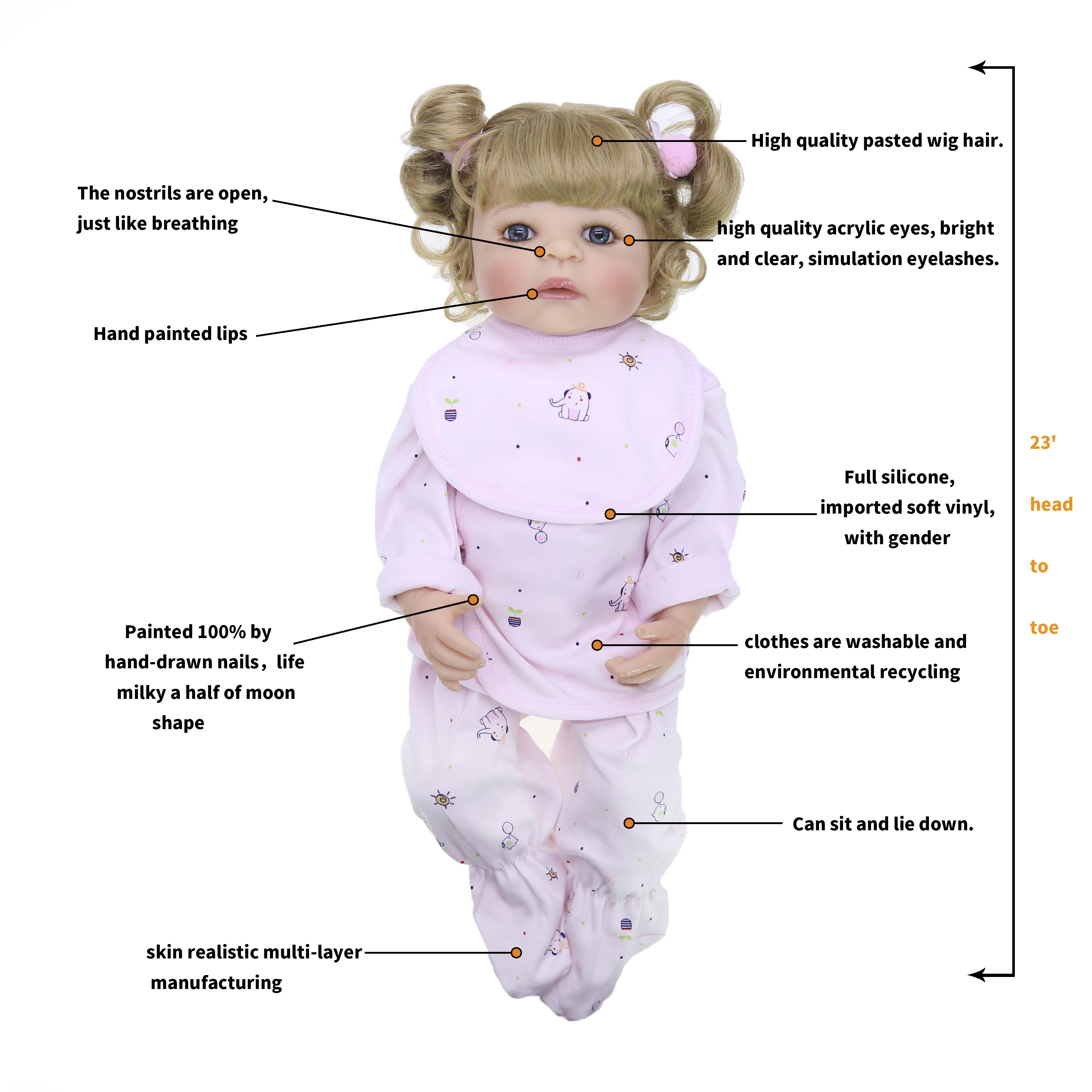 Новый дизайн 22 дюйма 55 см Reborn baby girl полностью силиконовые тела куклы реалистичные