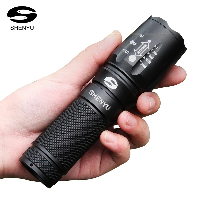 

SHENYU LED Flashlight 26650 Torch Waterproof Flashlight Cree XML t6 l2 600 lumen Zoomable Portable Camping Light AAA Battery