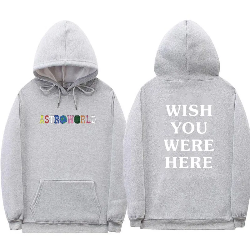 3 gray Трэвиса Скотта Astroworld WISH YOU WAS HERE толстовки Модные с буквенным принтом худи уличная одежда для мужчин и женщин пуловер Толстовка - Цвет: 3 gray