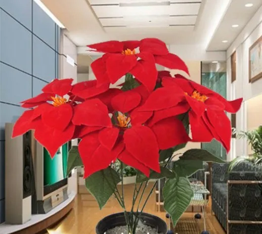 Искусственные растения искусственные цветы рождественские красные маленькие