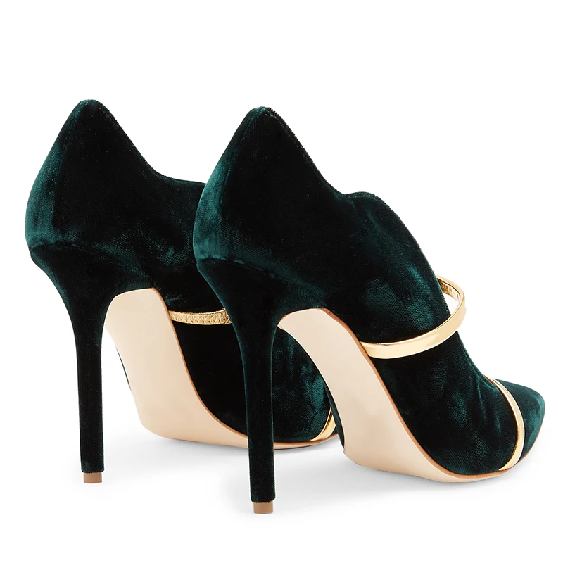 Женские бархатные туфли на тонком каблуке 10 см с острым носком|strap shoes|thin heelswomen pumps
