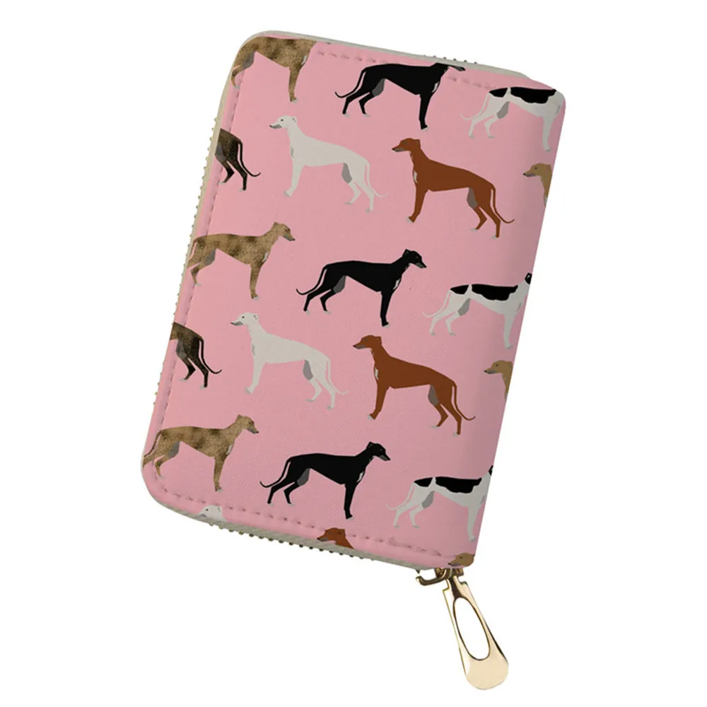 WHOSEPET PU Leather ID Card Holder Women Wallet Coin Purse Greyhound Black Pet Printed Travel Credit Clutch Bag | Багаж и сумки
