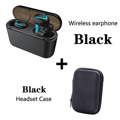 add black bag Для Iphone Android Earpod Bluetooth 5,0 наушники стерео беспроводные наушники, 1500 мАч зарядная коробка Q32 наушники гарнитура PK i10 - Цвет: add black bag